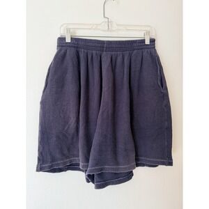 Vintage E.WEAR Navy Waffle Knit Lounge Shorts 90s Cotton Elastic Waist Size 1X
